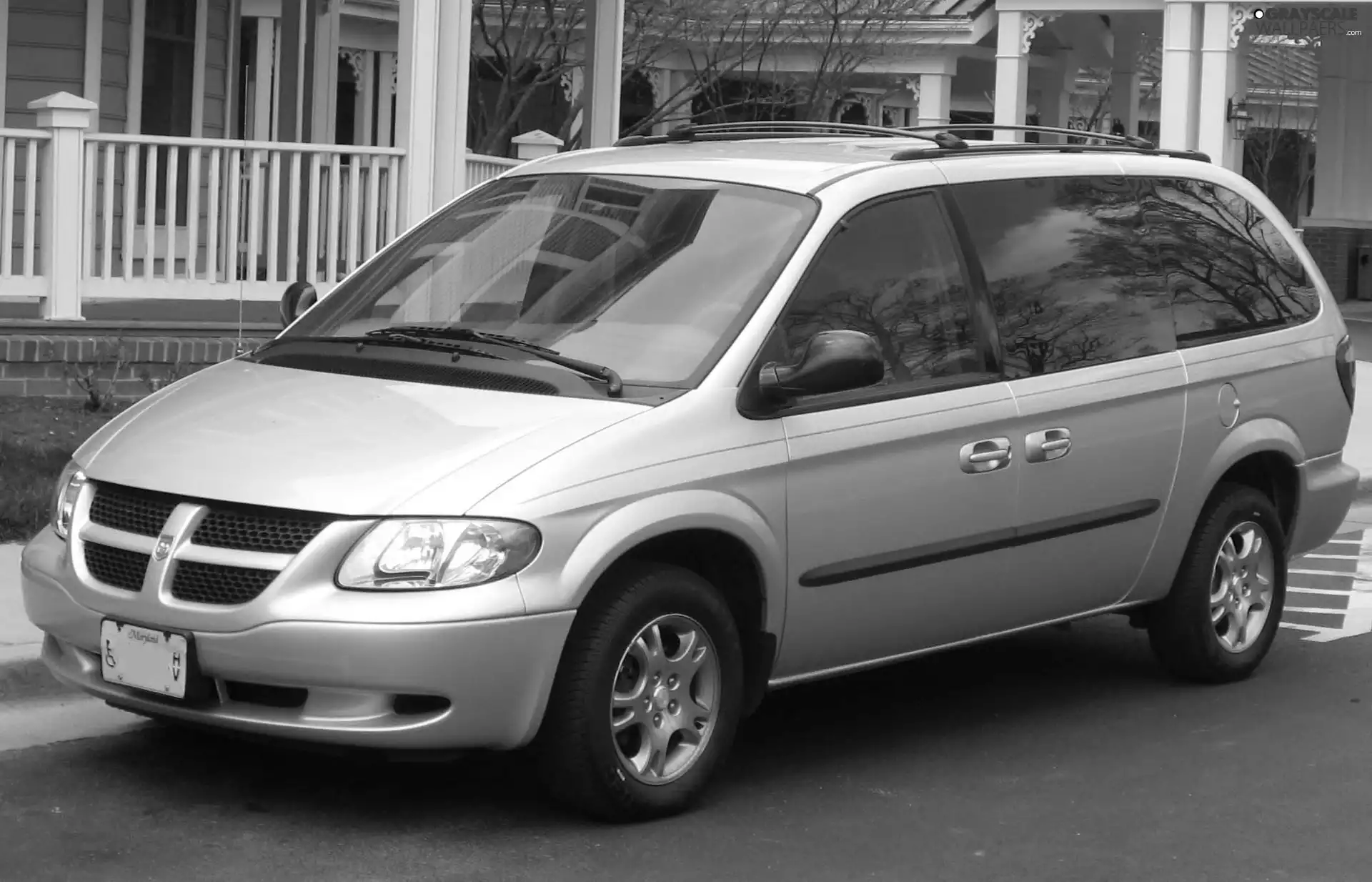 parking, silver, Dodge Caravan