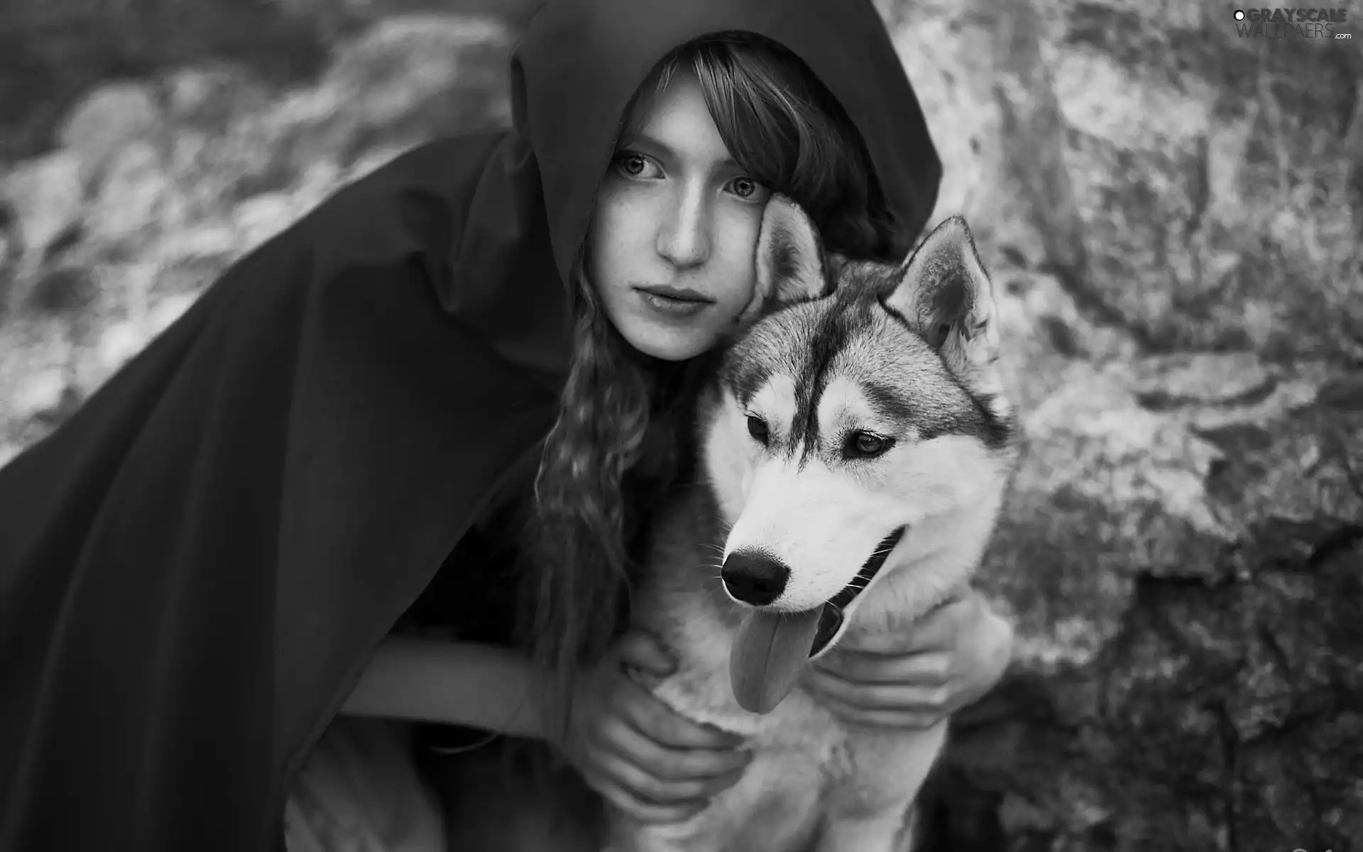 dog, Husky, red hot, cape, Women