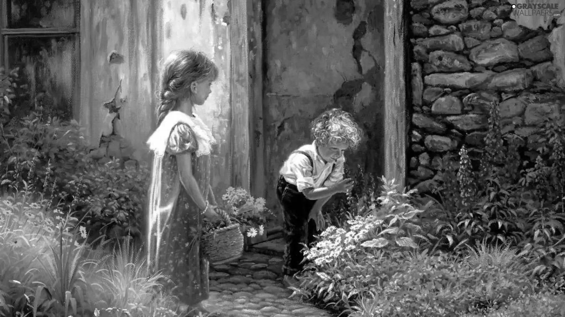 girl, Flowers, Donald Zolan, boy