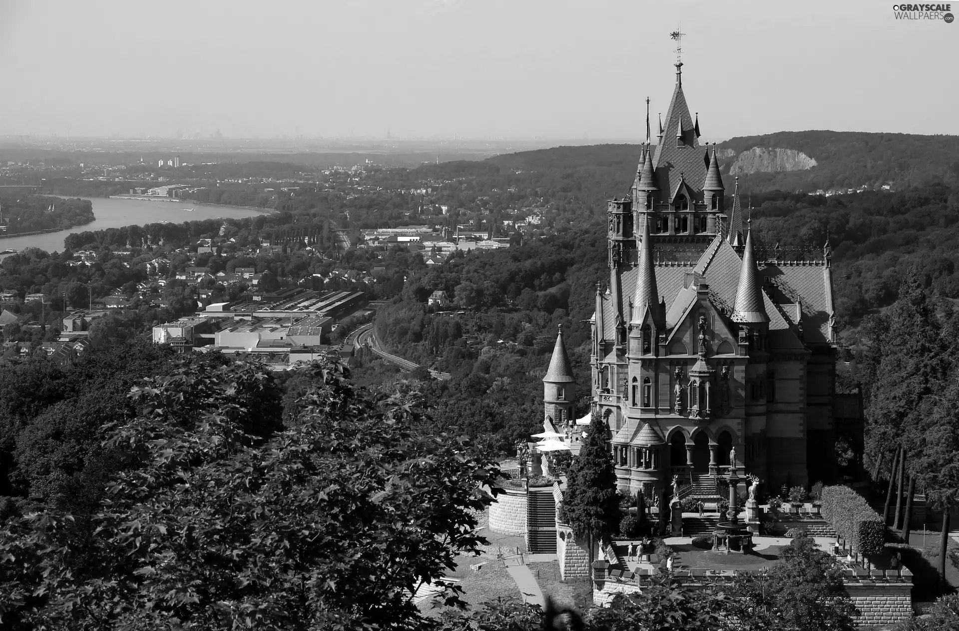 Beauty, town, Drachenburg, panorama