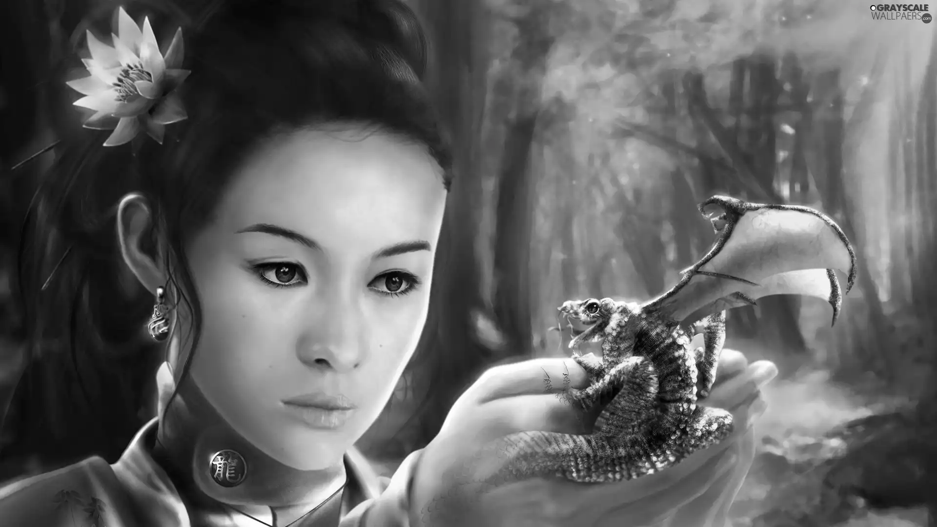 Women, small, Dragon, hand