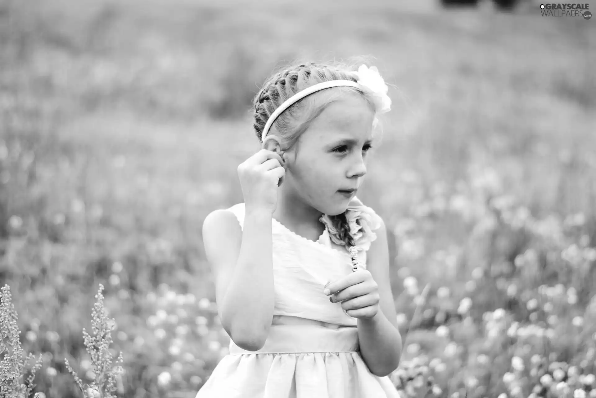 girl, White, dress, Blonde