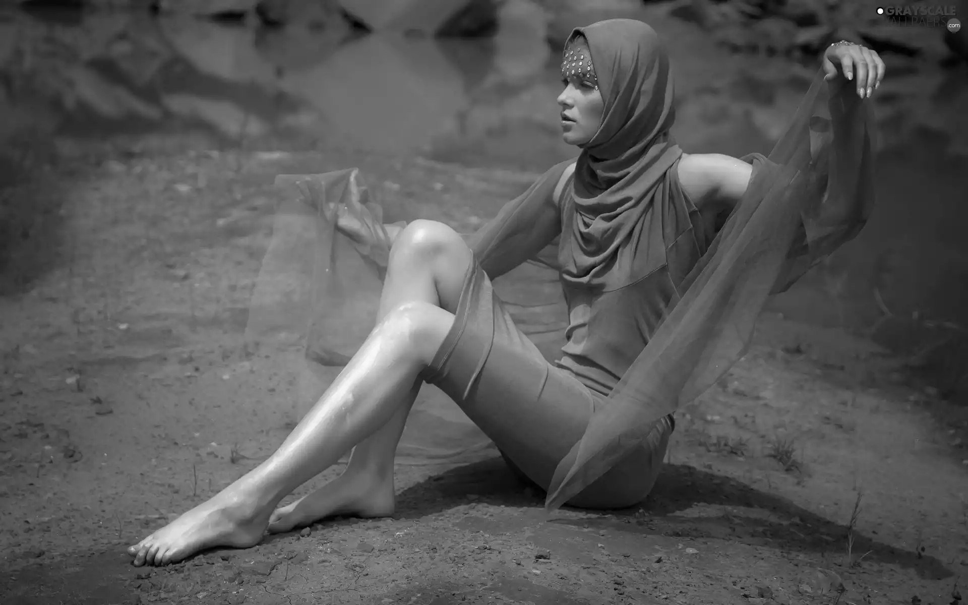 Women, dress, make-up, Blue