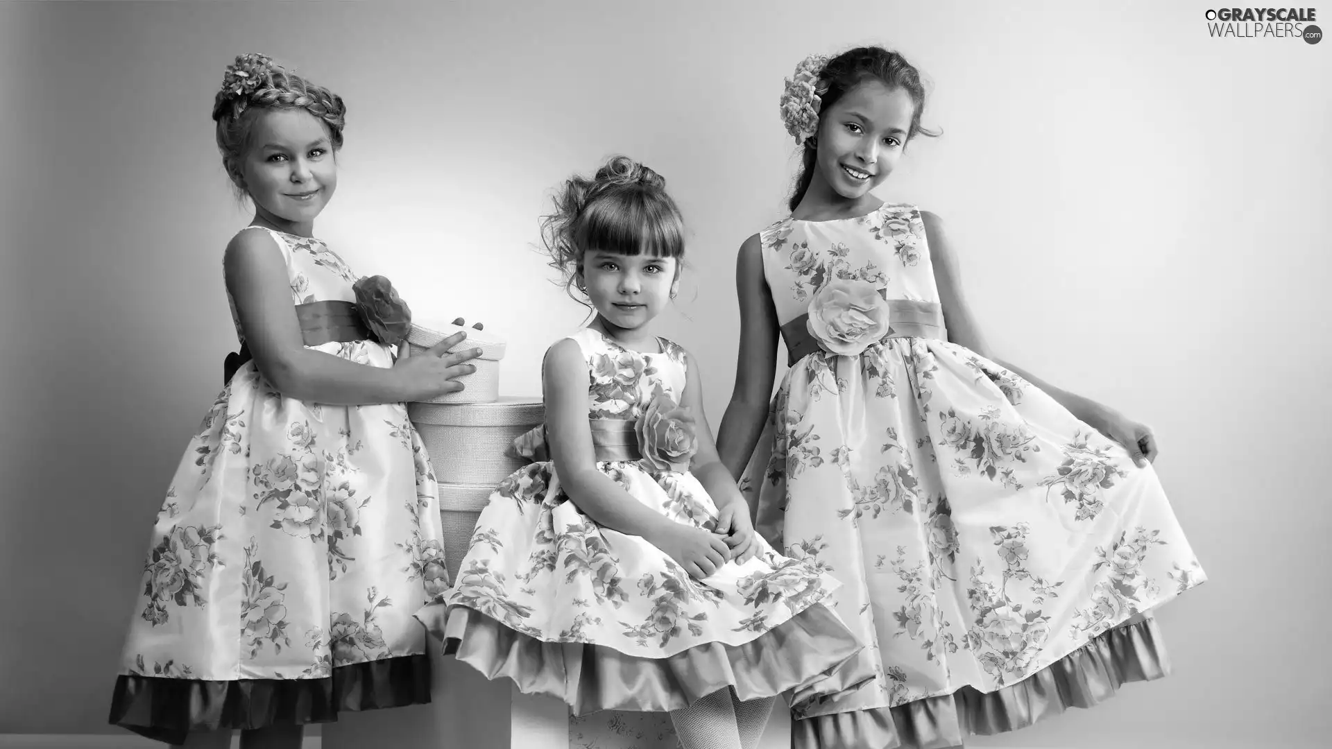 dresses, Three, girls