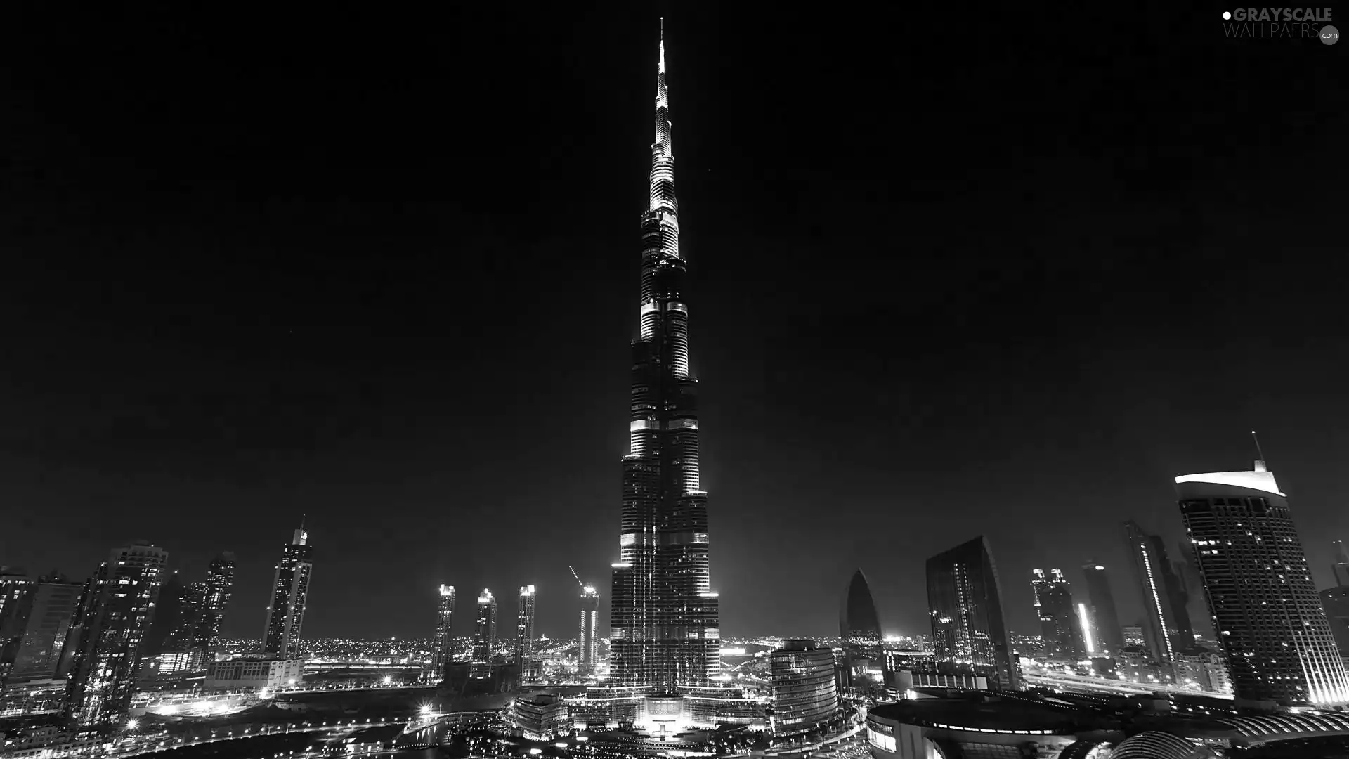 Dubai, night, Khalifa, fragment, Burj