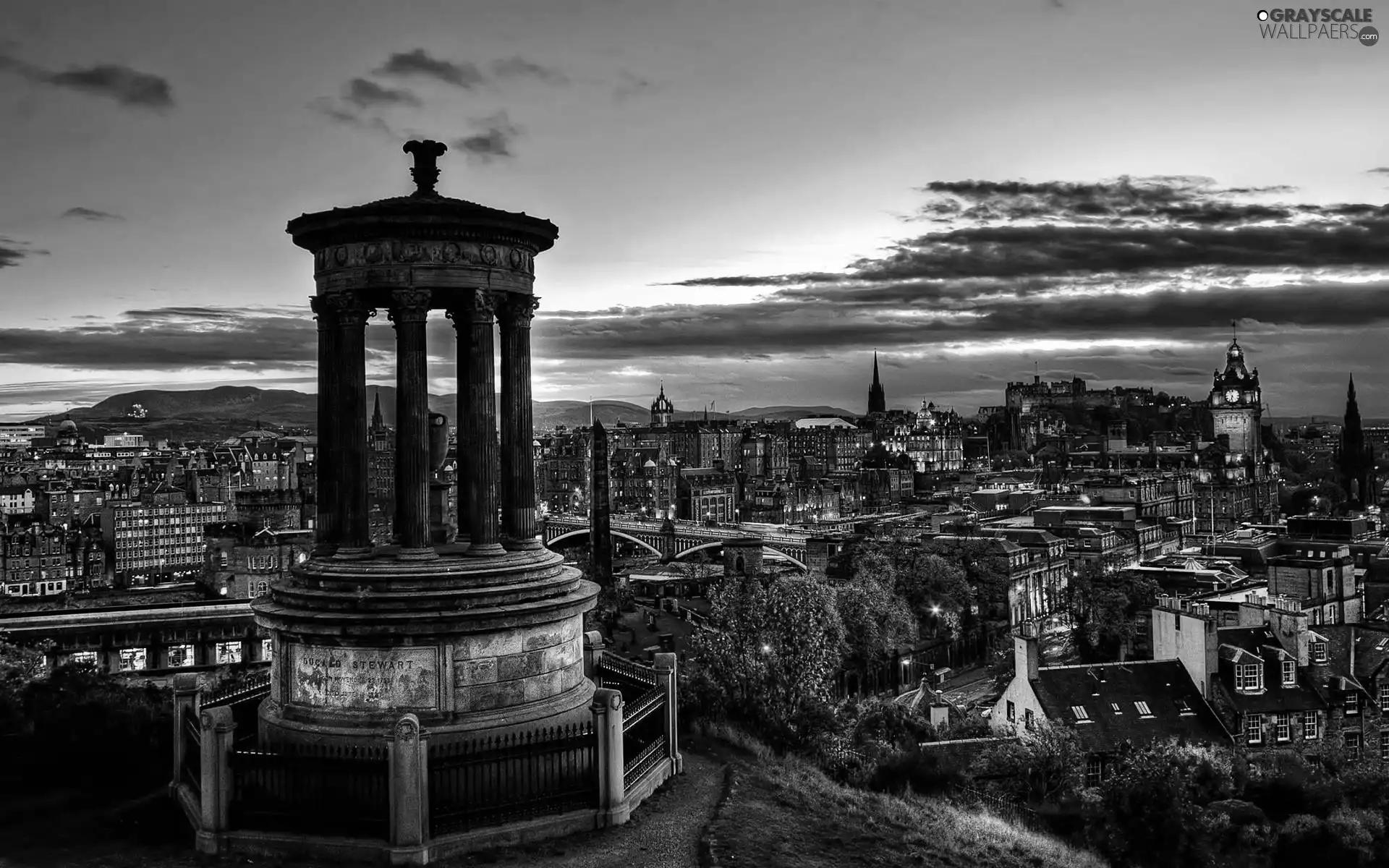 Dugald Stewart, Night, Scotland, Monument, Edynburg