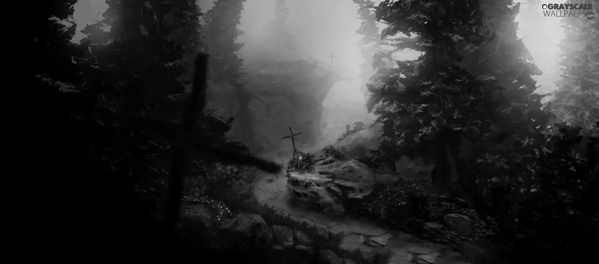 Dusk, cemetery, crosses
