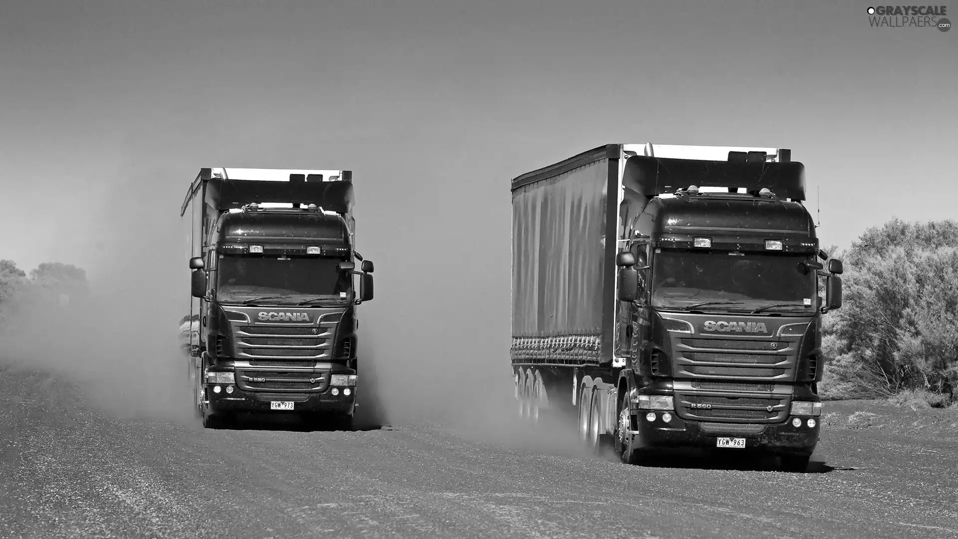 truck, Way, dust, Scania