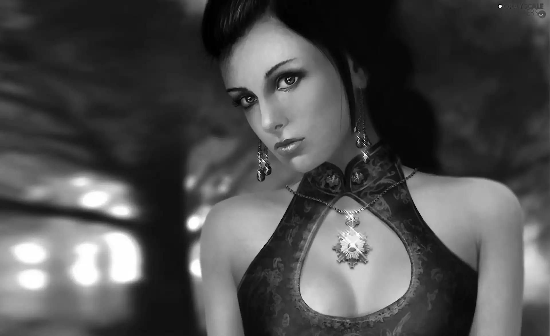 Necklace, girl, ear-ring