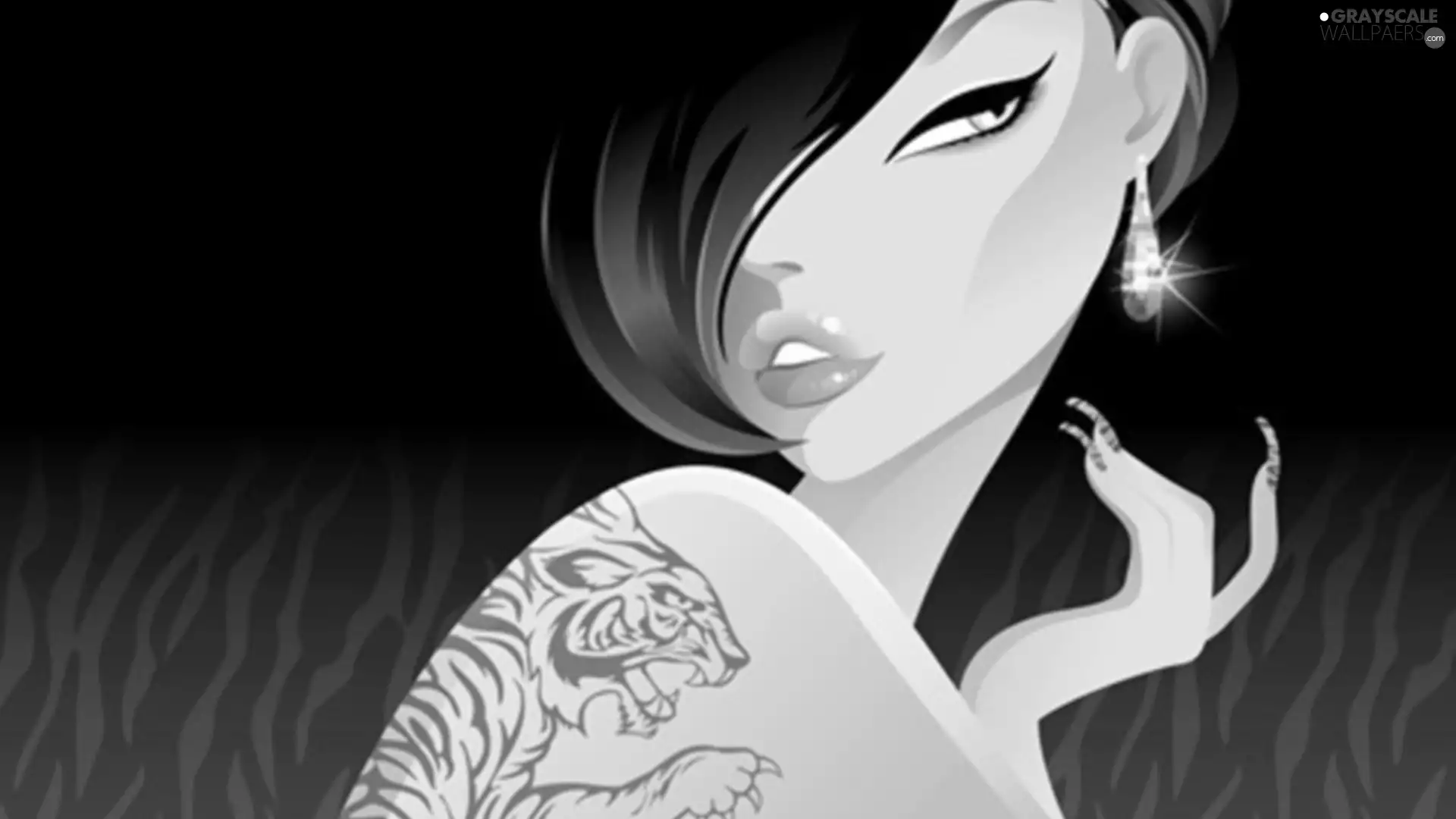 Women, Tattoo, 2D Graphics, ear-ring