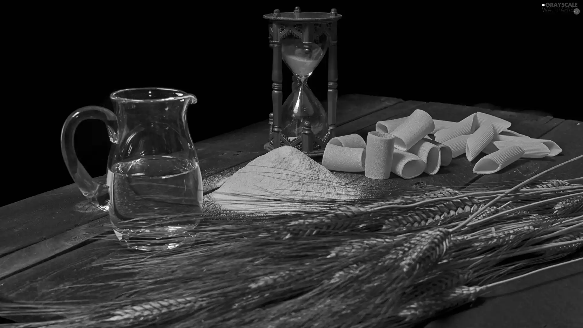 corn, flour, water, Ears, macaroni, jug, hourglass