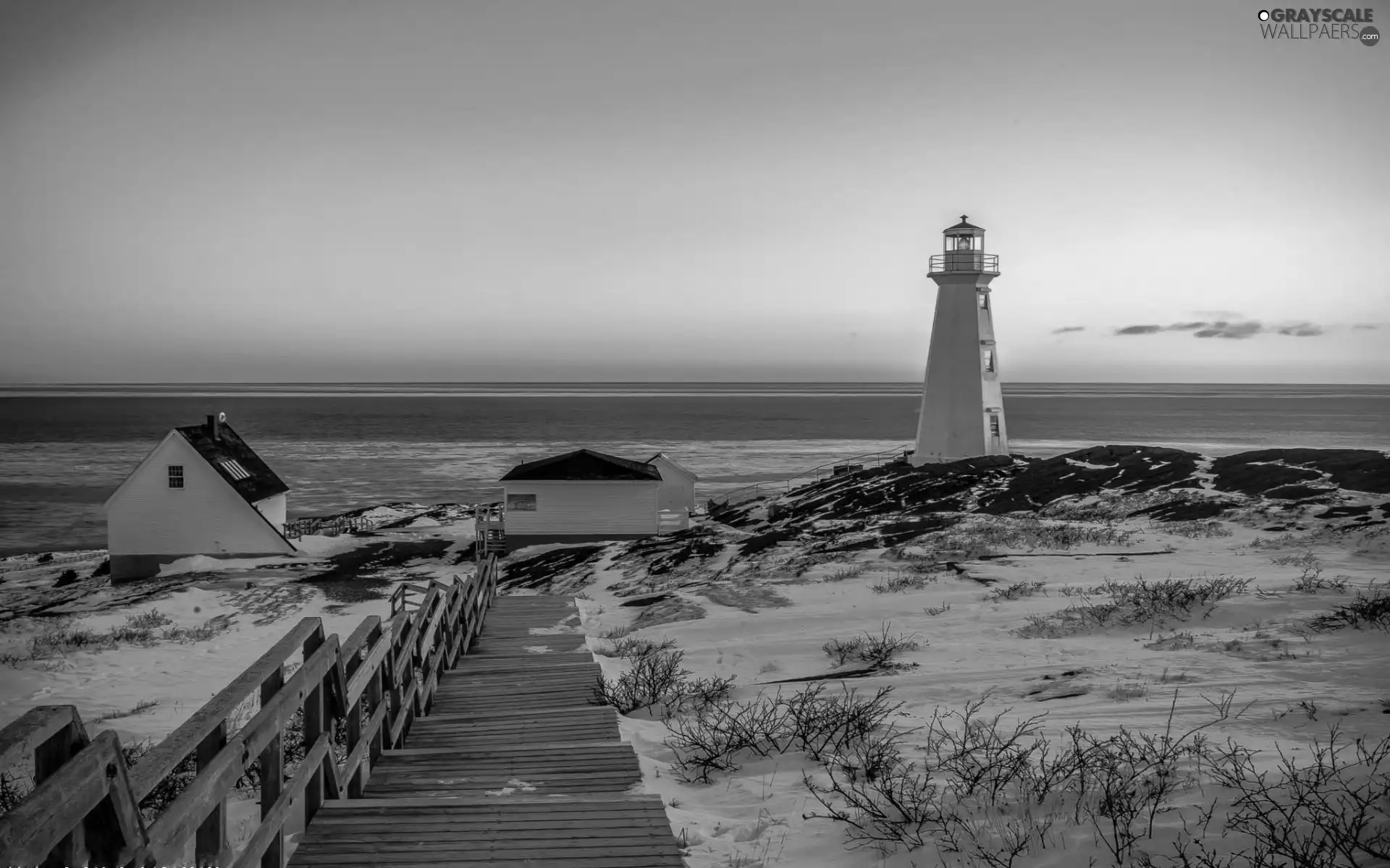 Houses, maritime, sun, Stairs, Lighthouse, east, winter