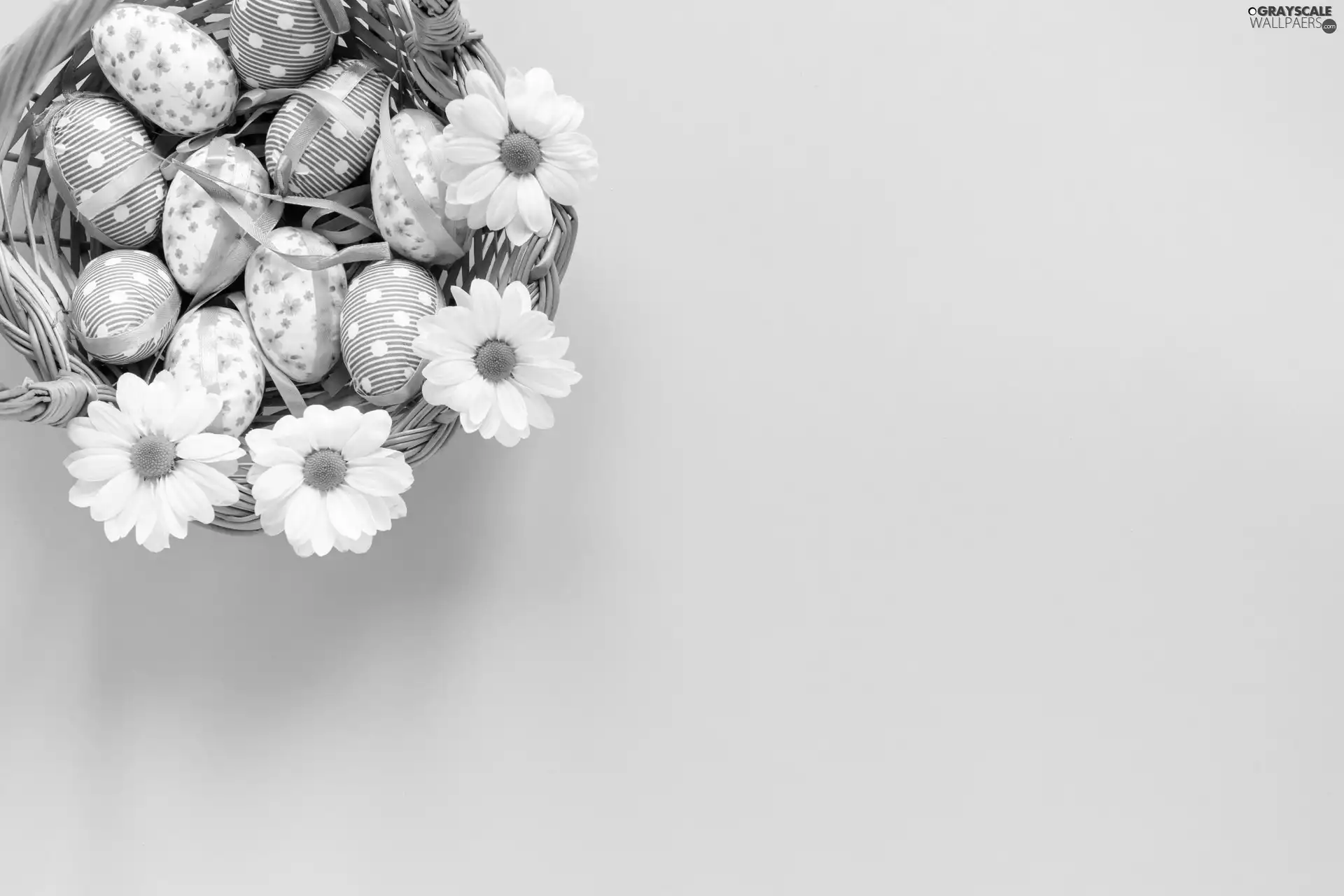 basket, Easter, White, Flowers, eggs