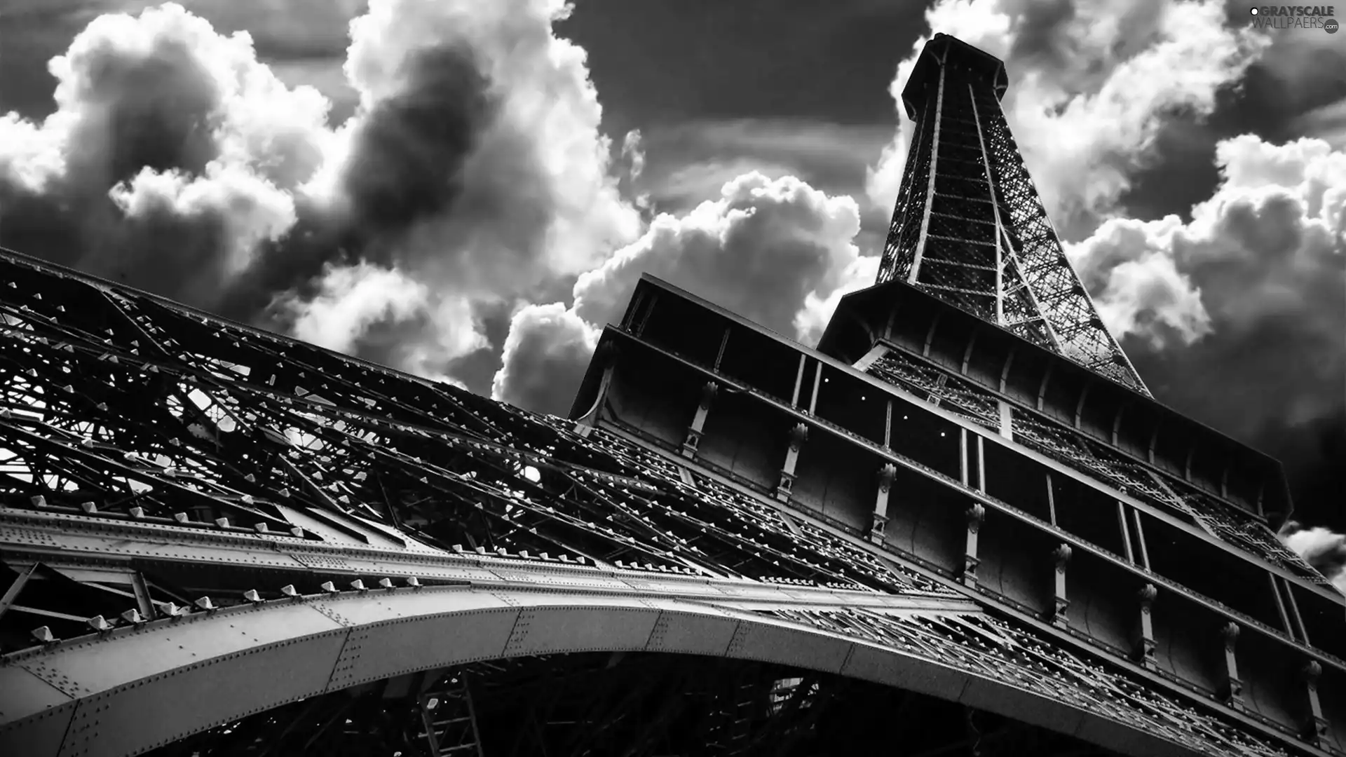 clouds, Tower, Eiffla, fragment