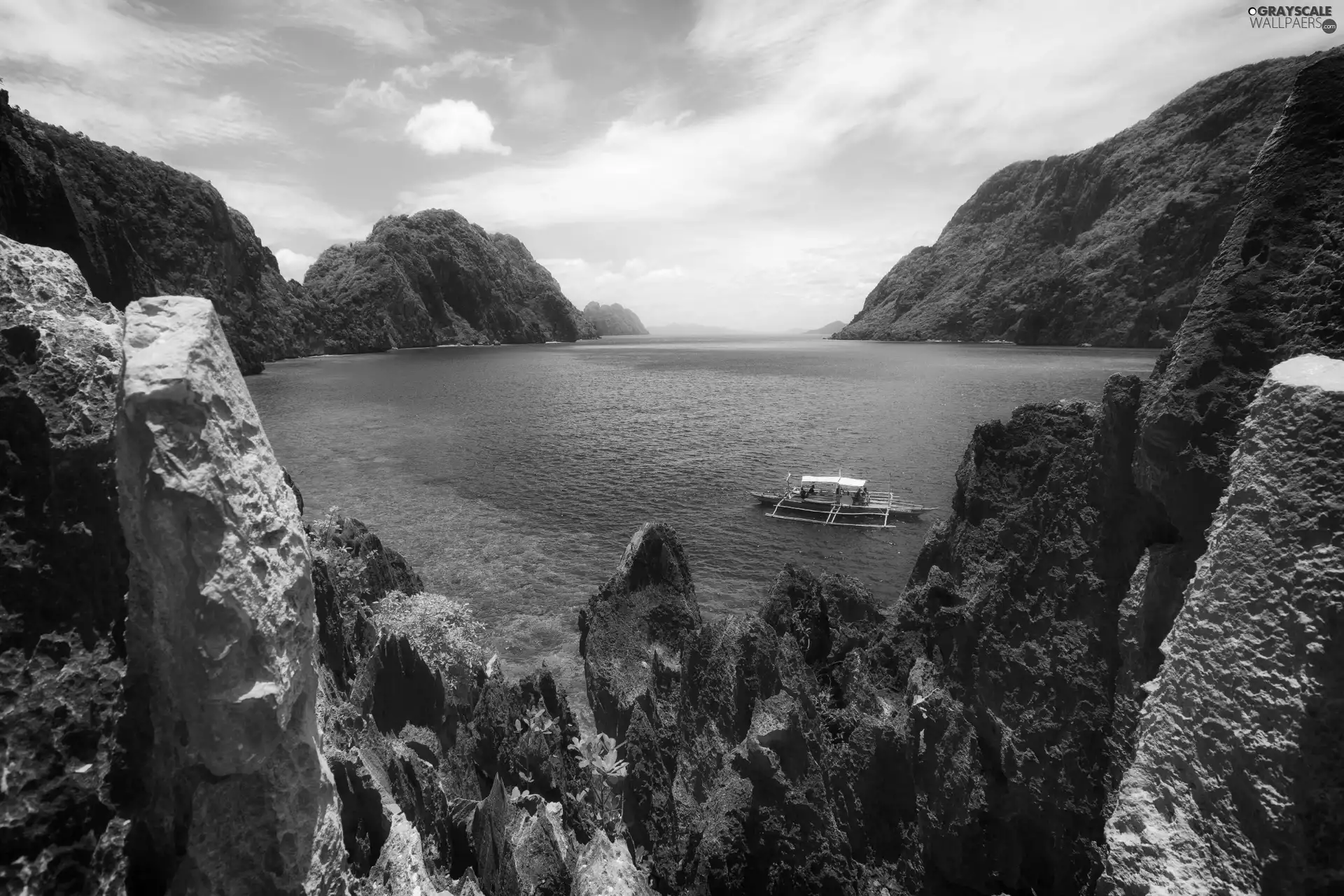 rocks, sea, Palawan, Mountains, Boat, El Nido, Philippines