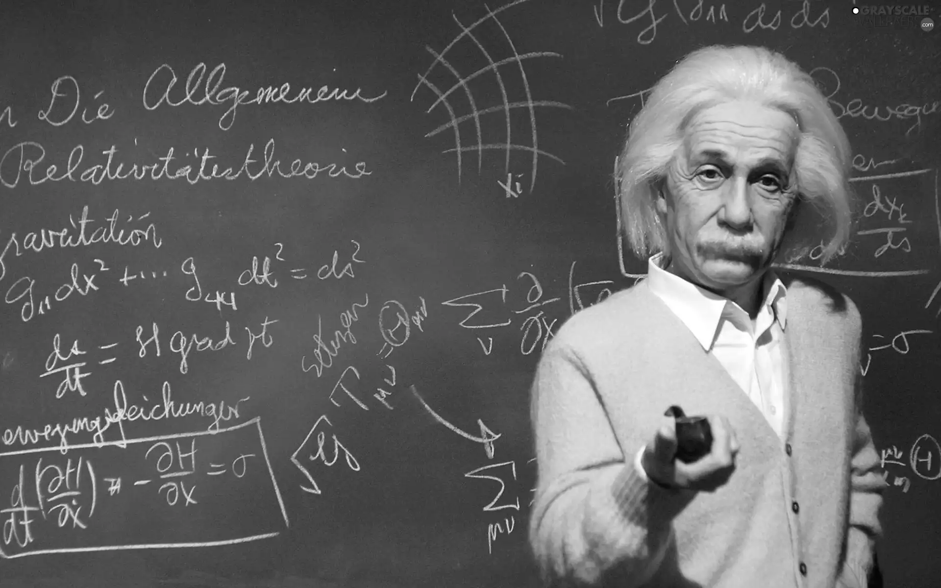 Albert Einstein, table, equation, physics