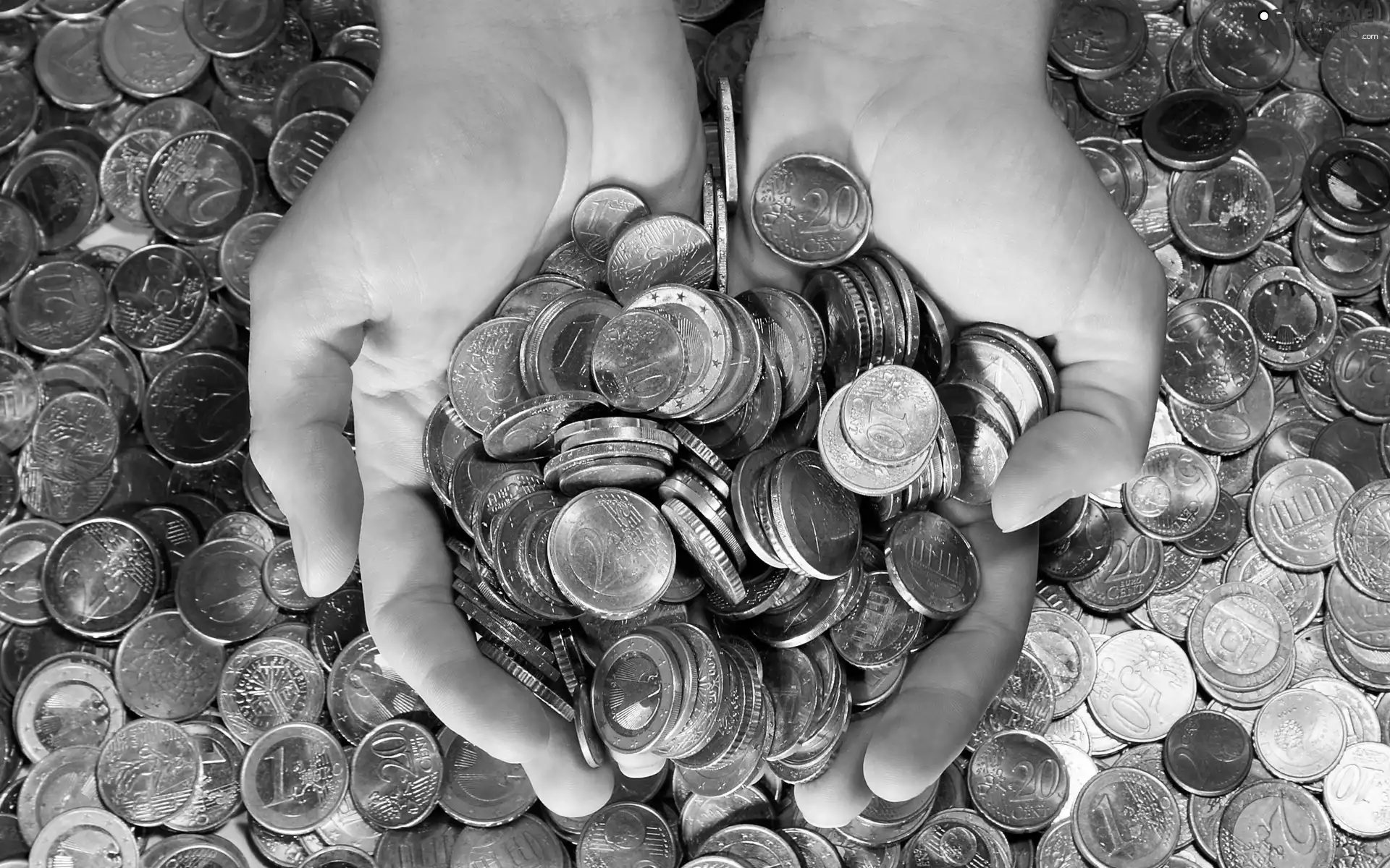Euro, handful, coin