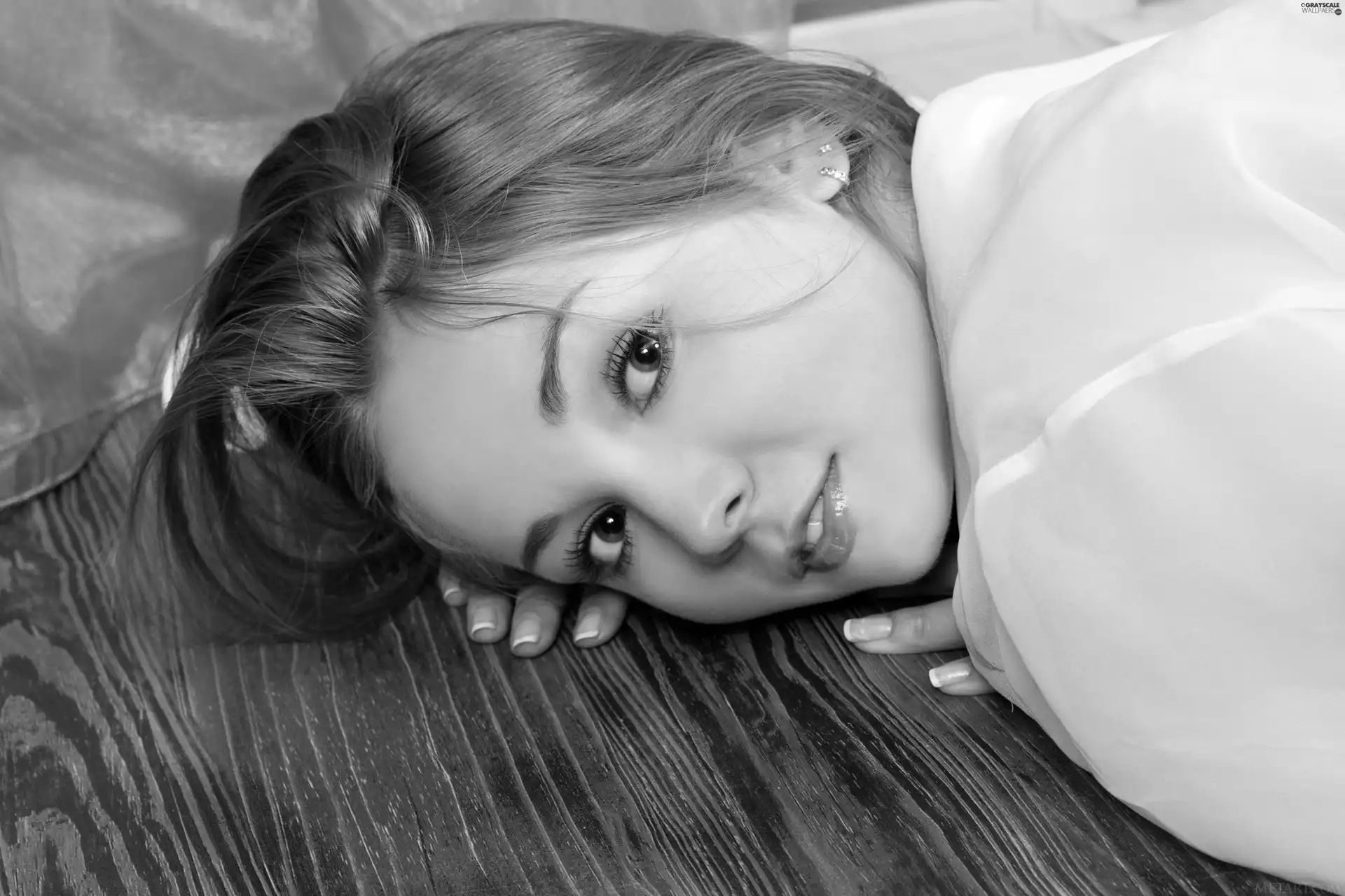 face, floor, girl, make-up, Blonde