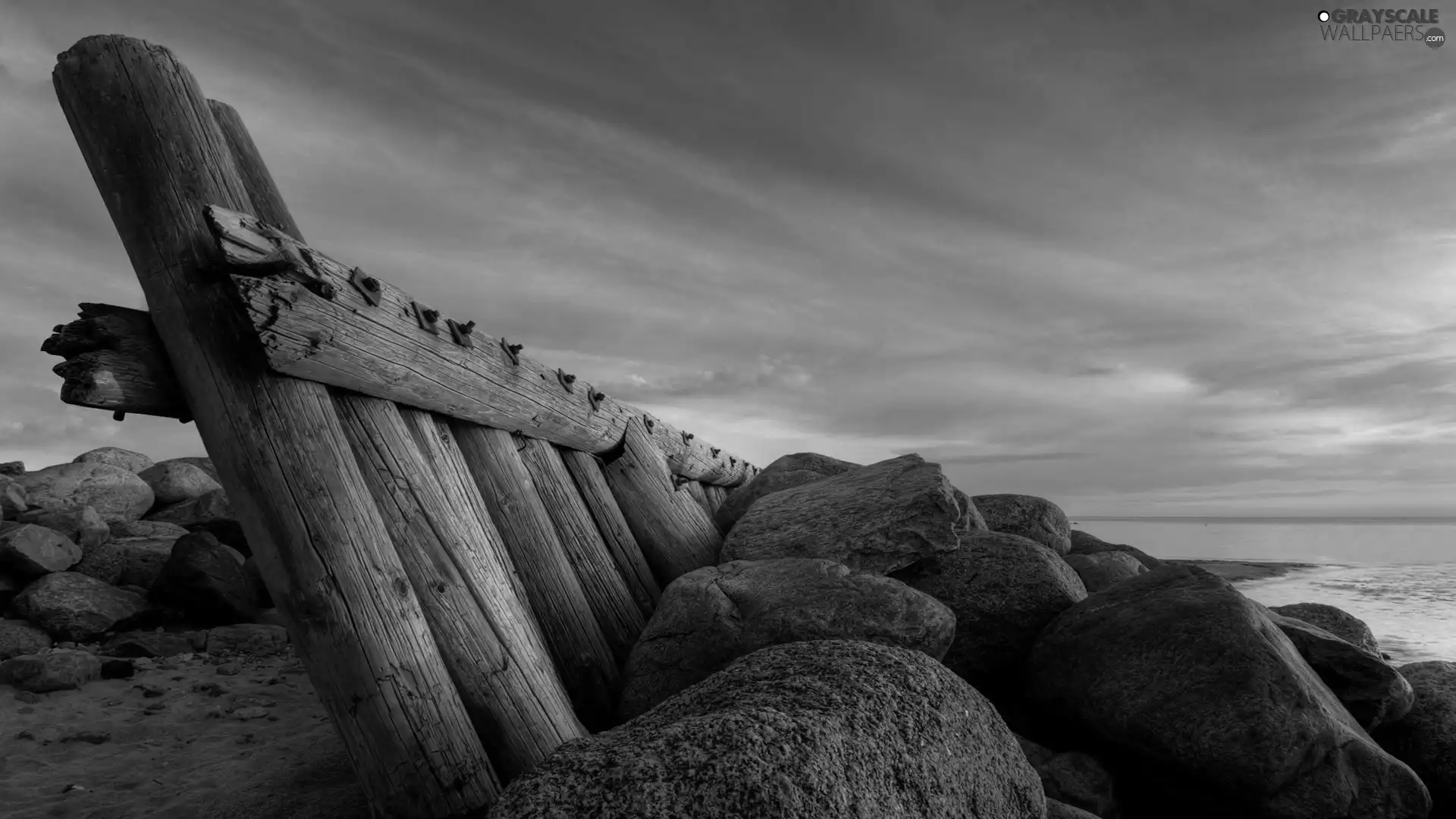 sea, Stones, Fance, breakwater