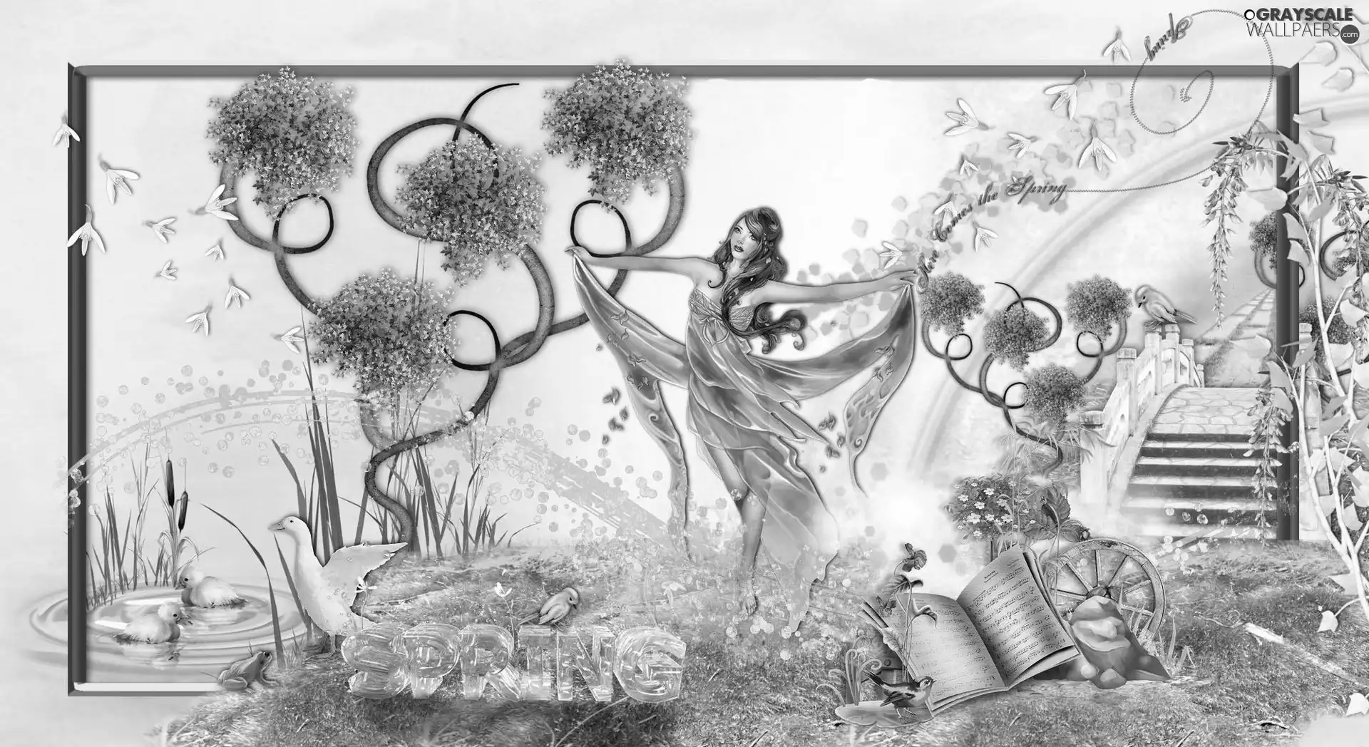 fantasy, lady, Spring