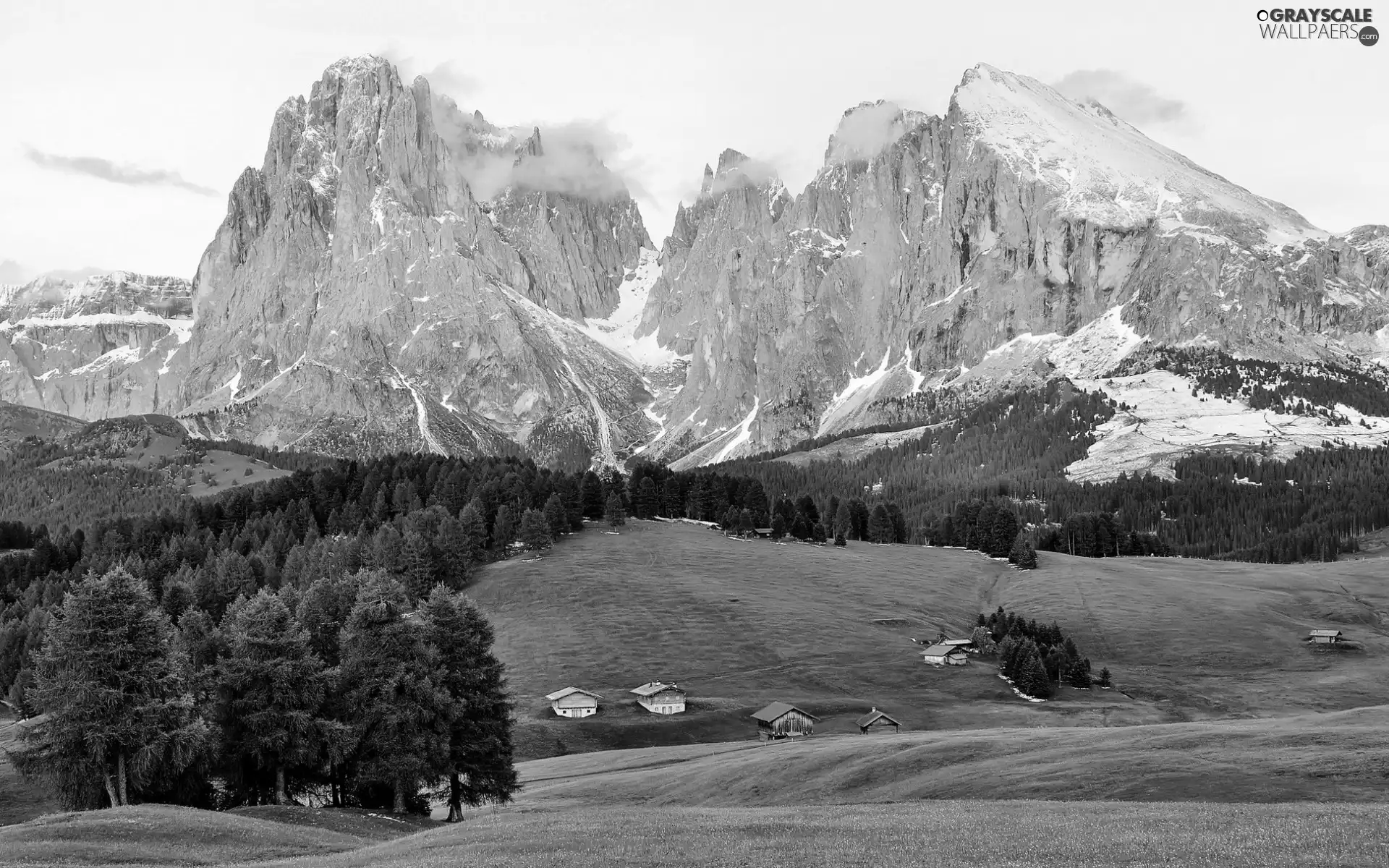 Farms, medows, Rocky, woods, Mountains