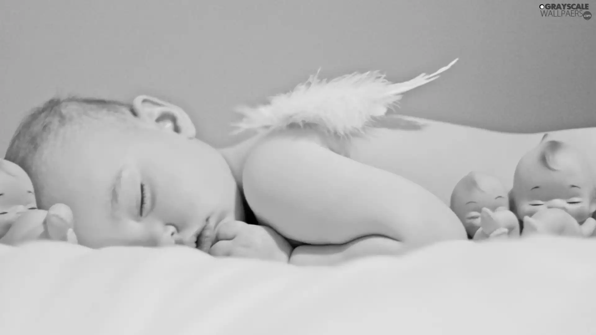 Sleeping, toys, feather, Kid