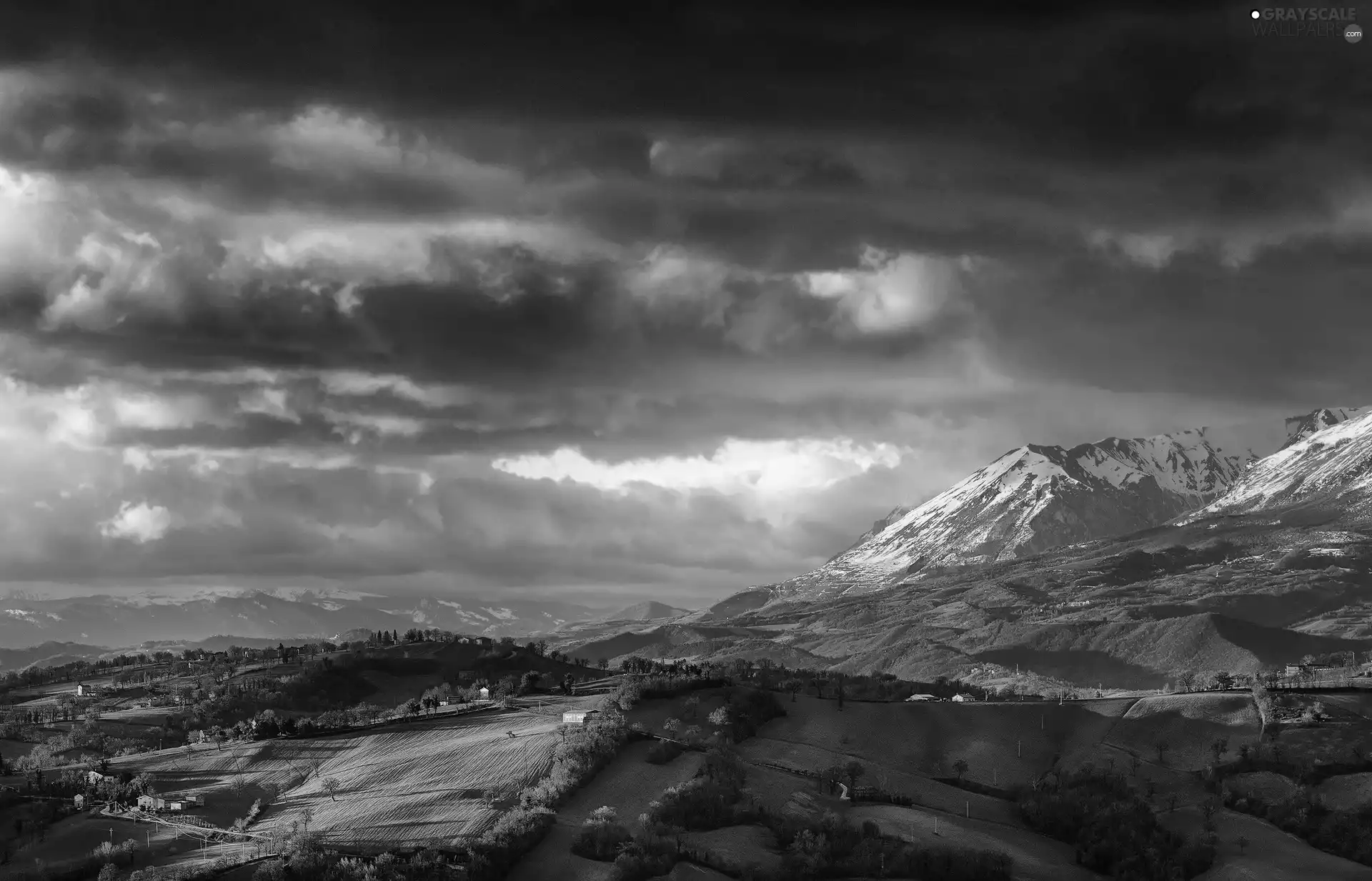 west, Mountains, field, sun