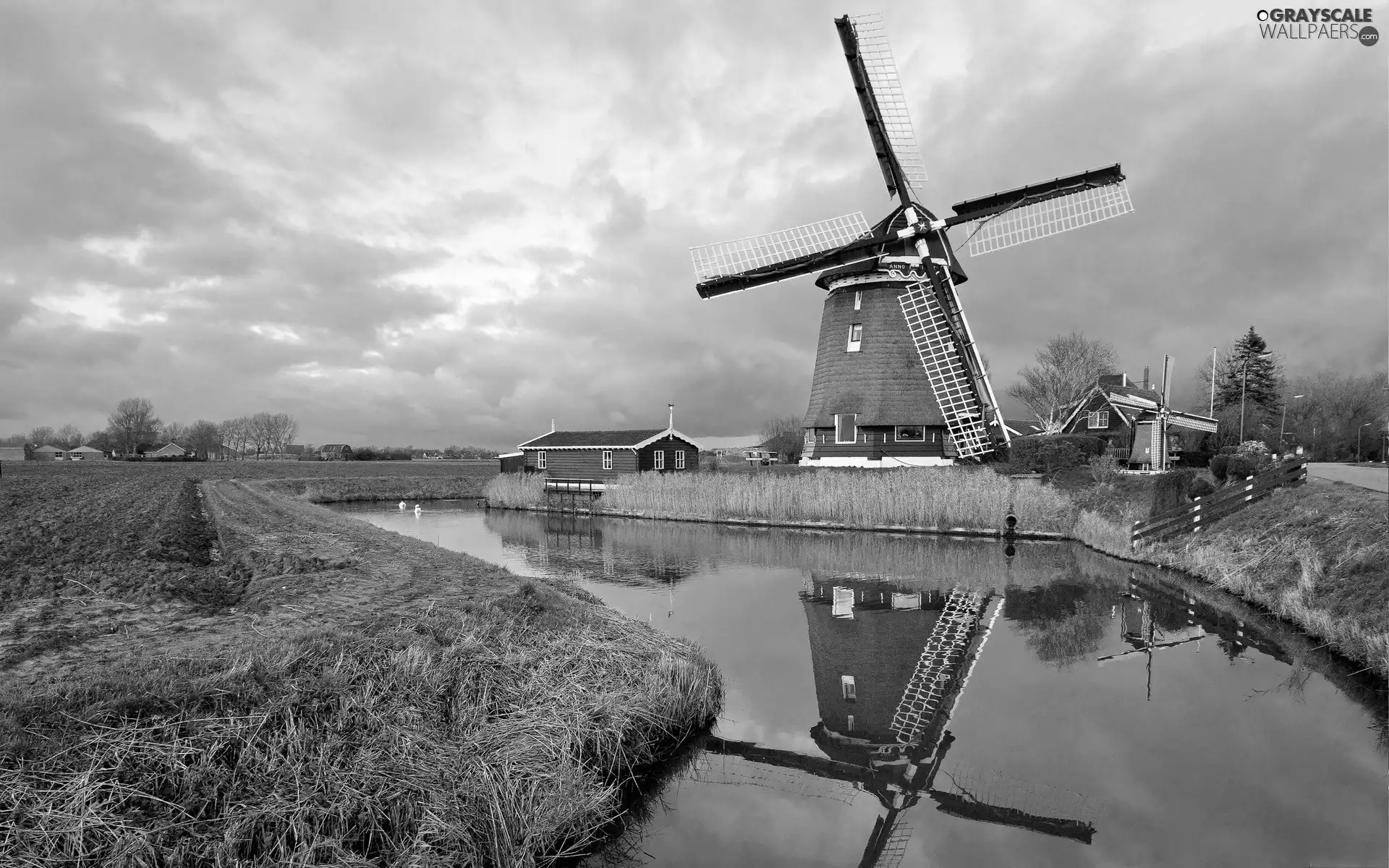 Field, River, Windmill