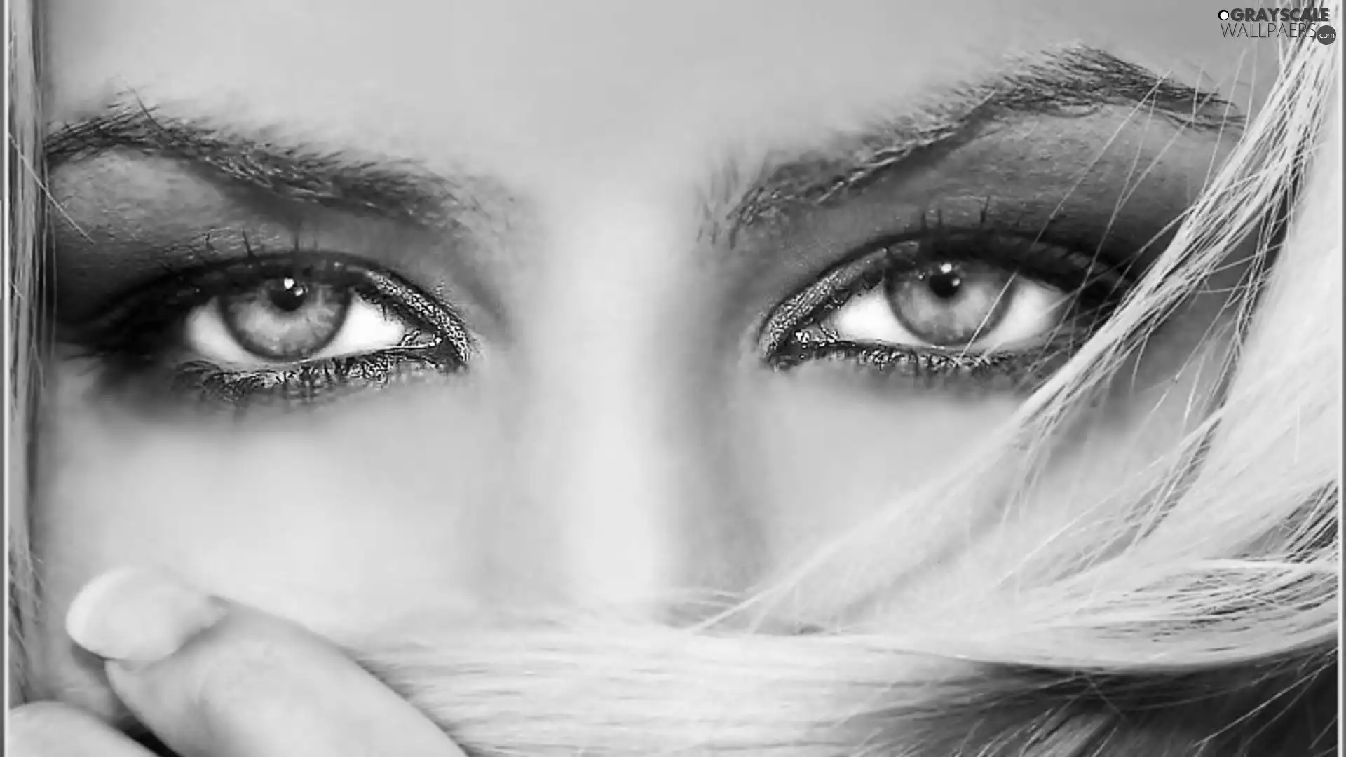 Women, eye, finger, make-up