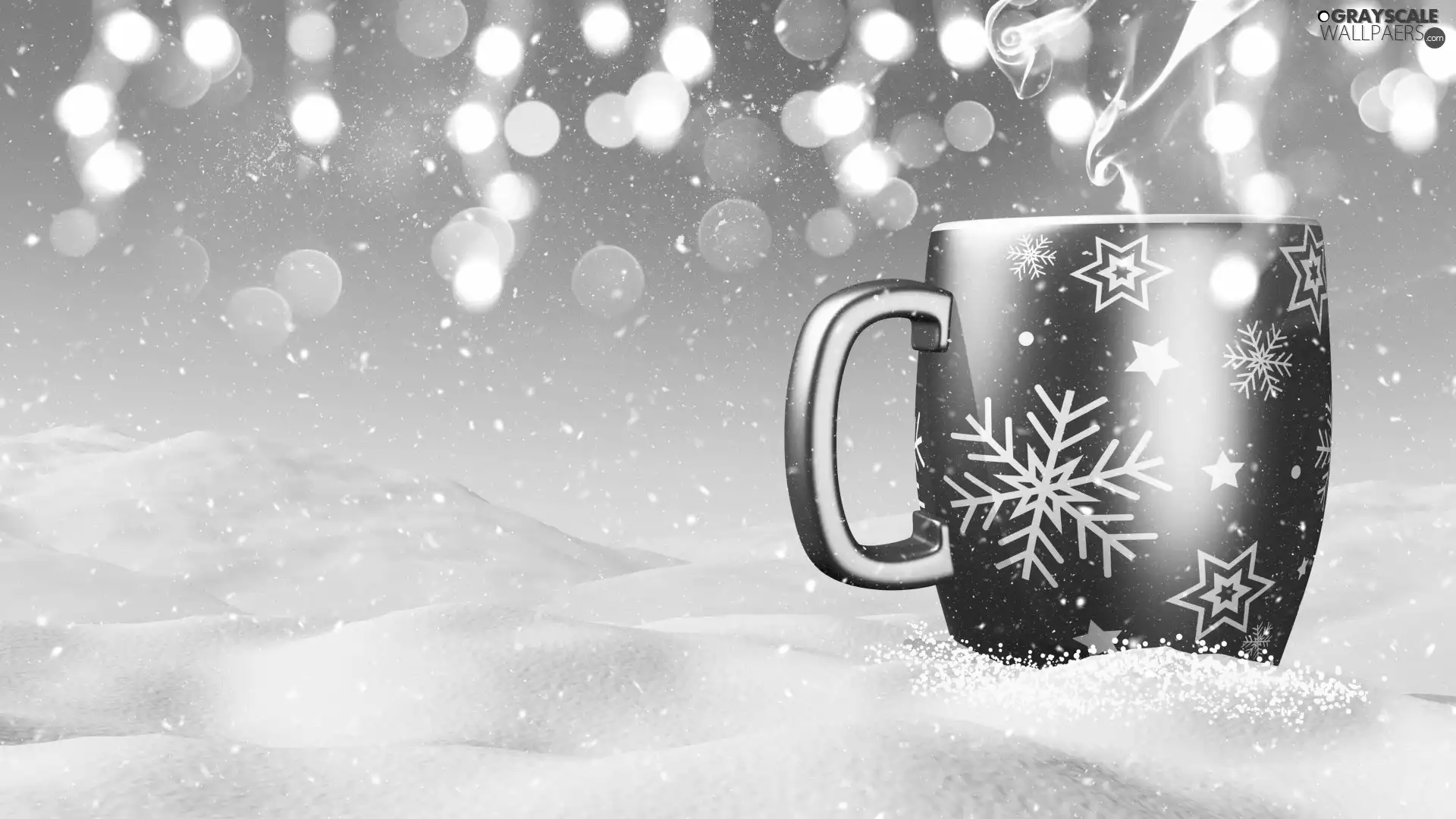 winter, flakes, Cup, snow, Red