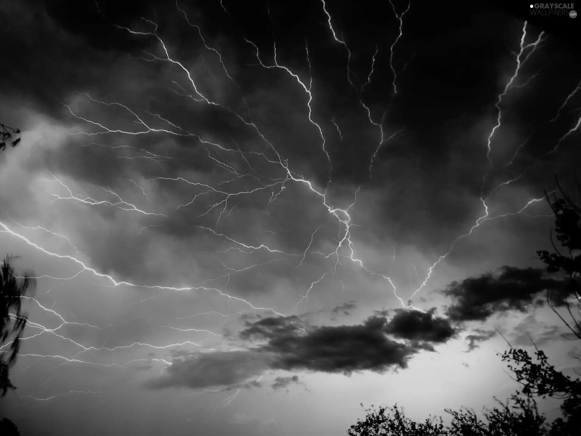 clouds, Lightning, flash, thunderbolt