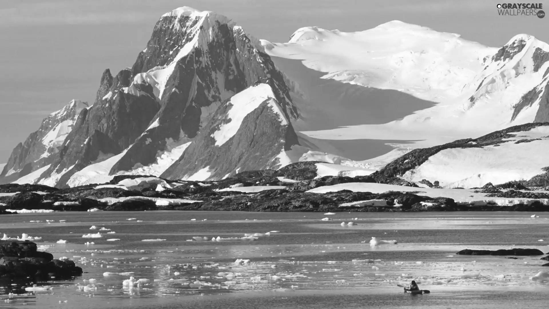 peaks, Mountains, floe, Antarctica, Ocean, Snowy