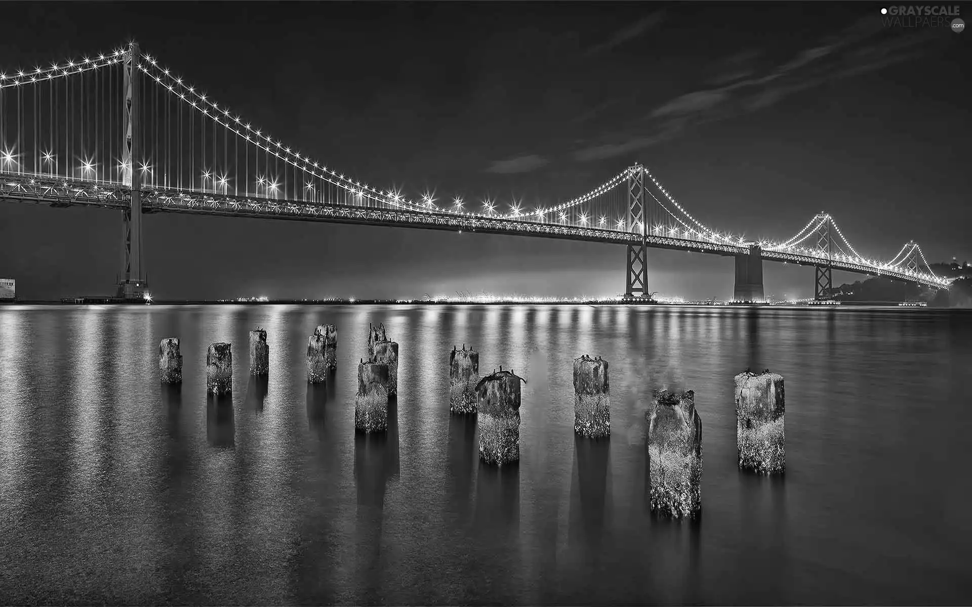 San Francisco, bridge, Golden Gate, Floodlit