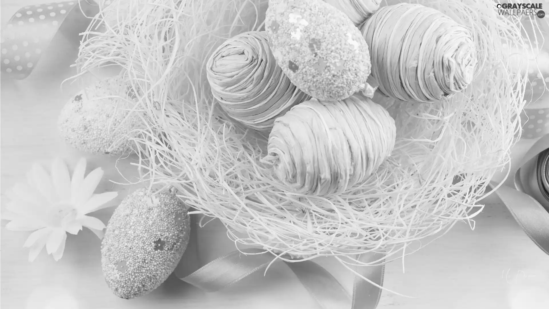 ribbon, Flower, Easter, socket, eggs