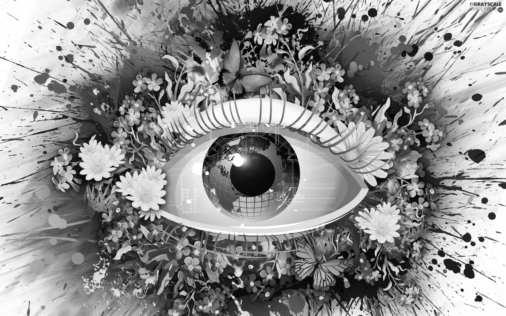 eye, 2D Graphics, Flowers