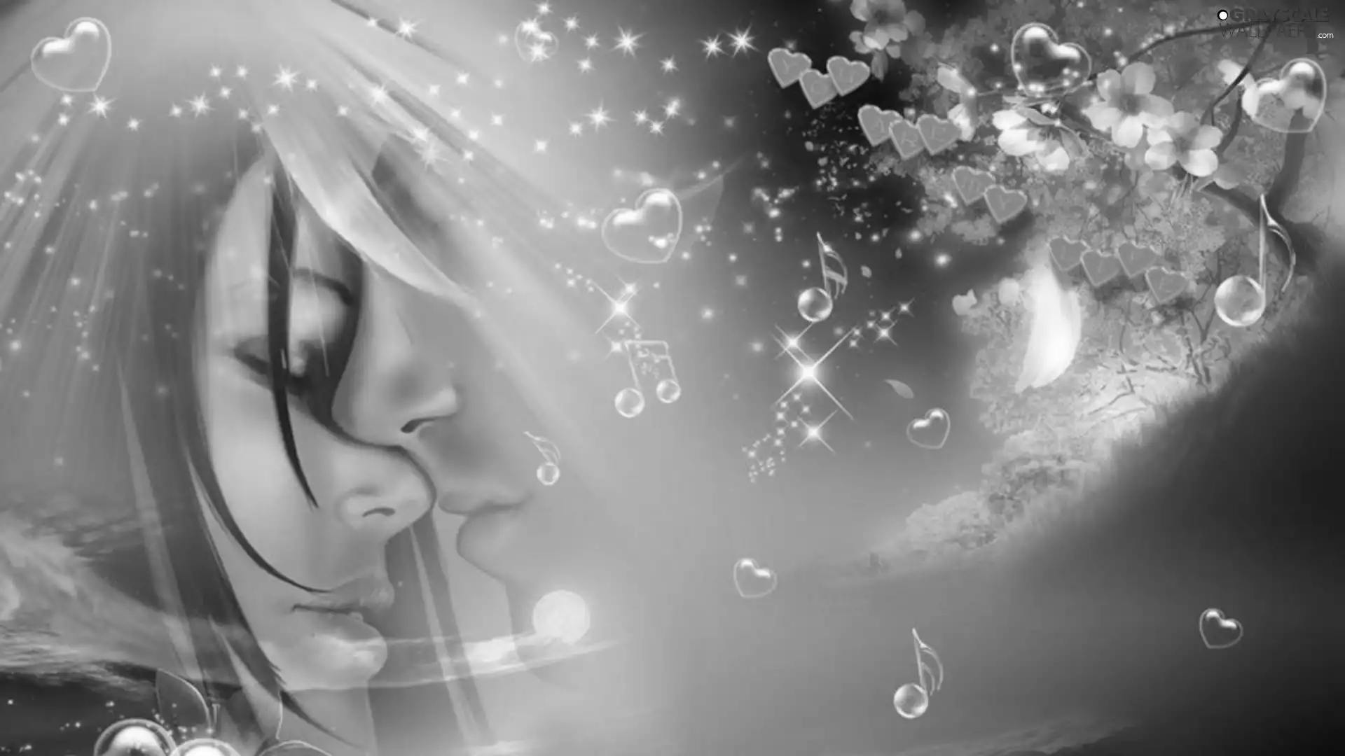 girl, Tunes, Flowers, a man