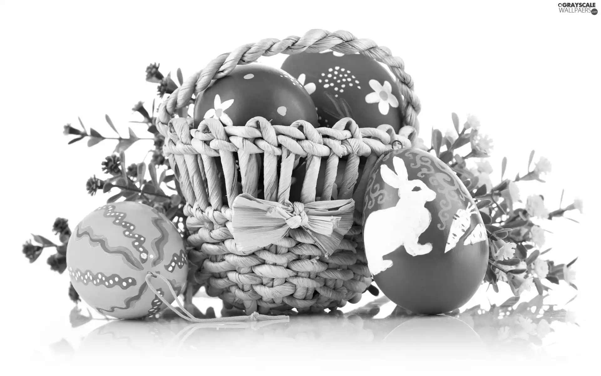basket, eggs, Flowers, easter