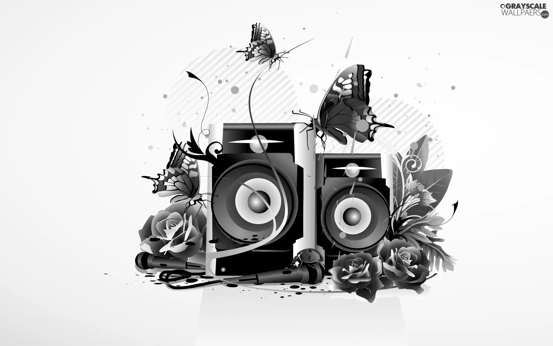 Flowers, speaker, butterflies
