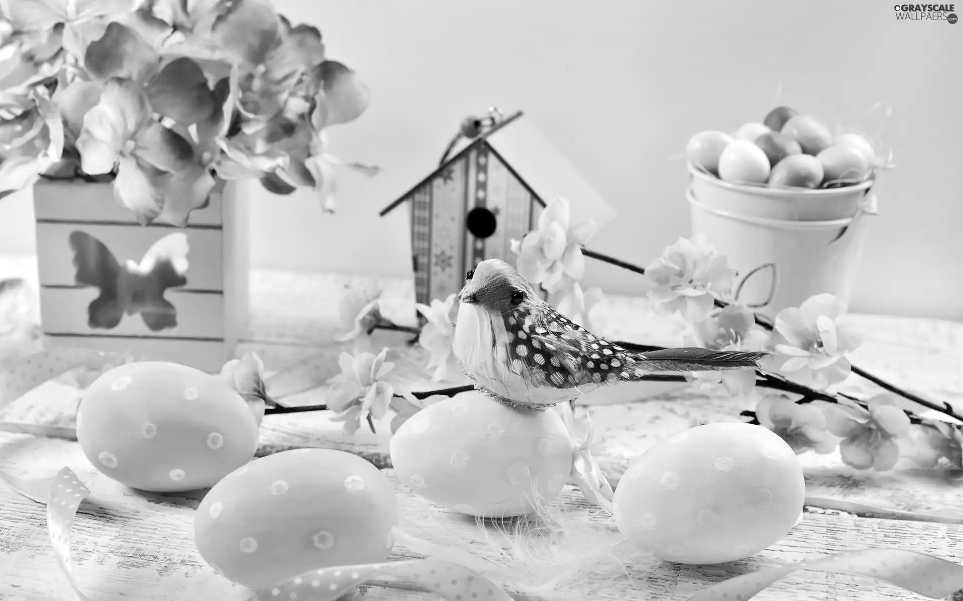 Flowers, decoration, eggs, birdies, Easter