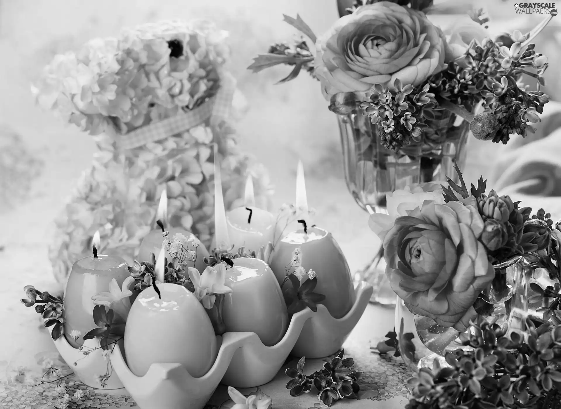 Easter, Candles, Flowers, decoration
