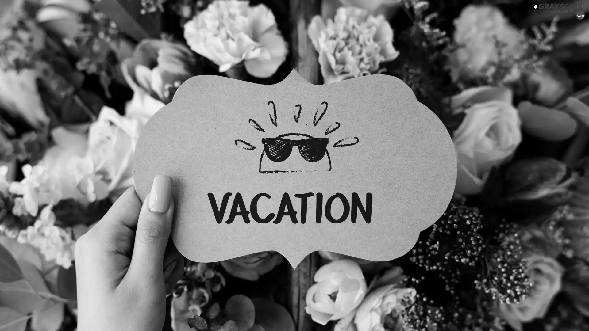 holiday, Flowers, hand, text, Women