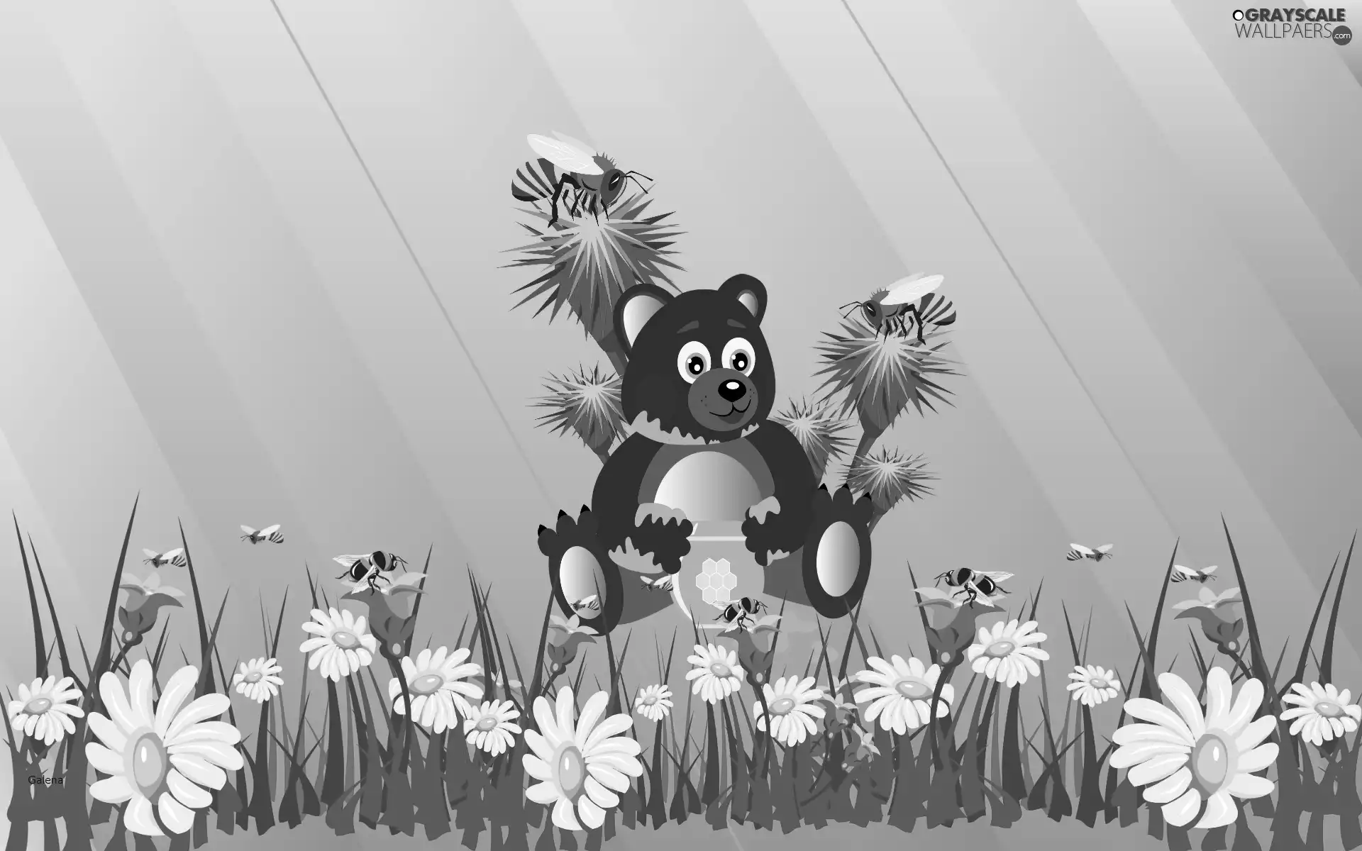 Flowers, teddy bear, graphics, For Children, Bees, honey