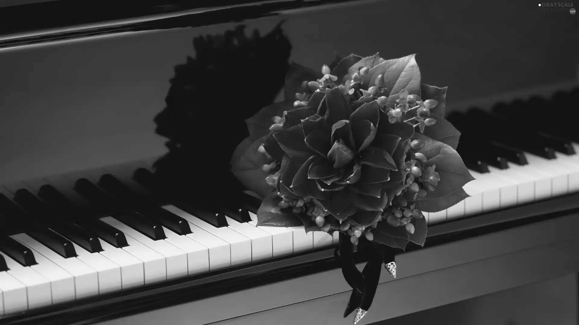 Piano, red, flowers, bouquet