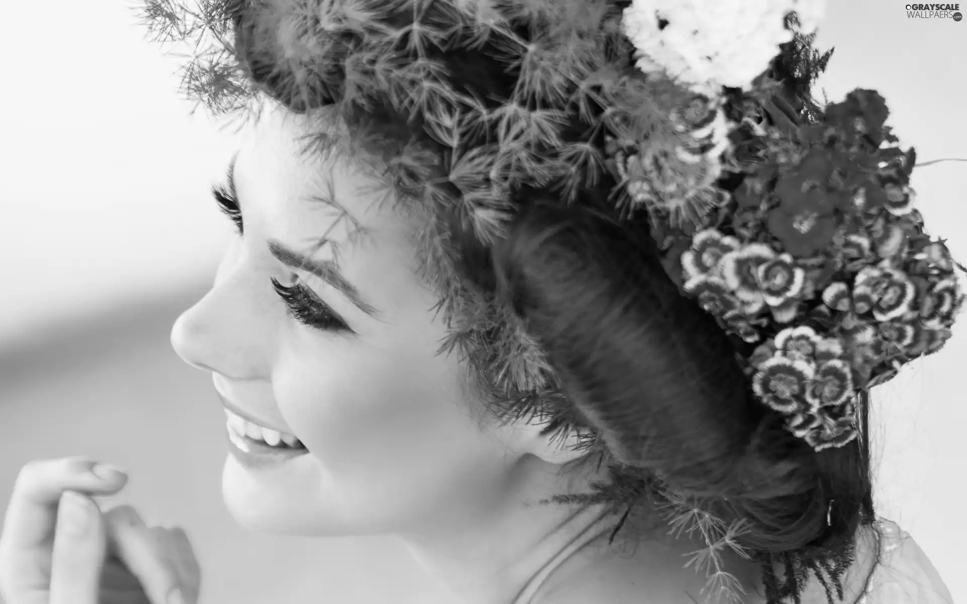 Flowers, Women, Smile