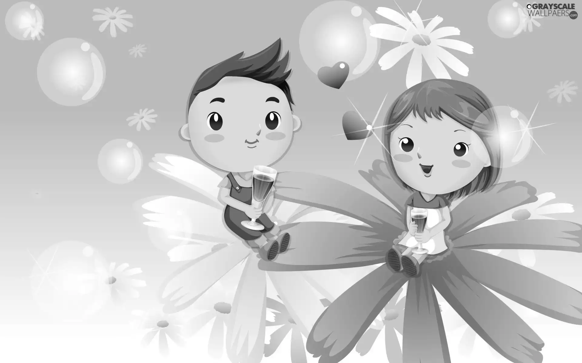 Steam, Meadow, Flowers, lovers