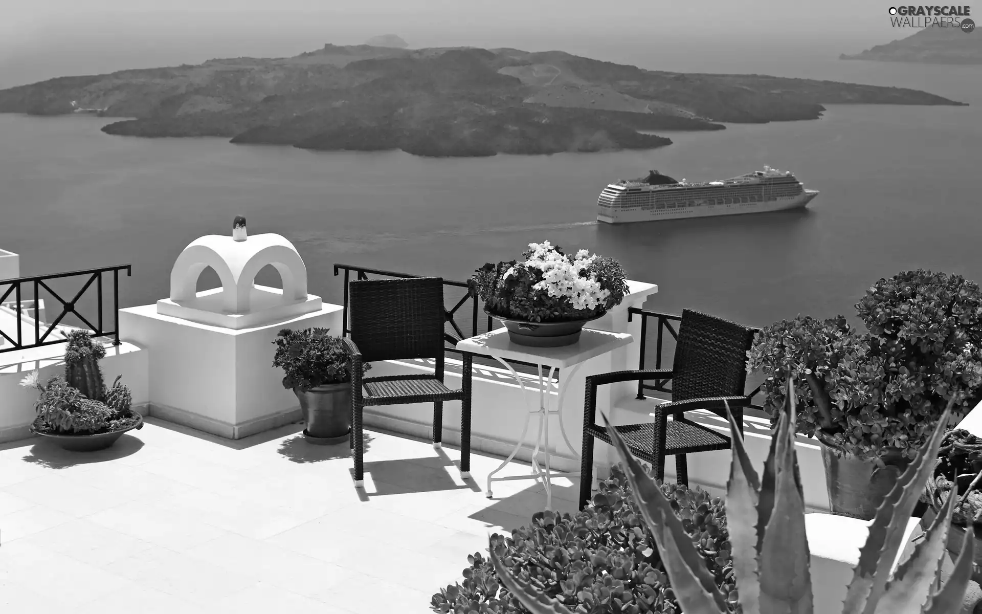 Flowers, sea, terrace