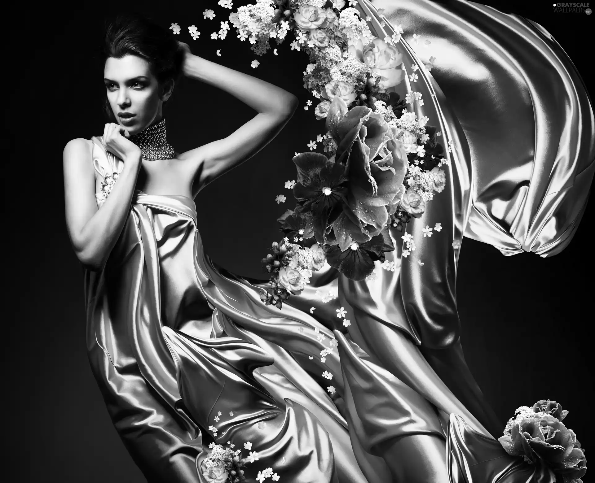 Women, Dress, Flowers, model