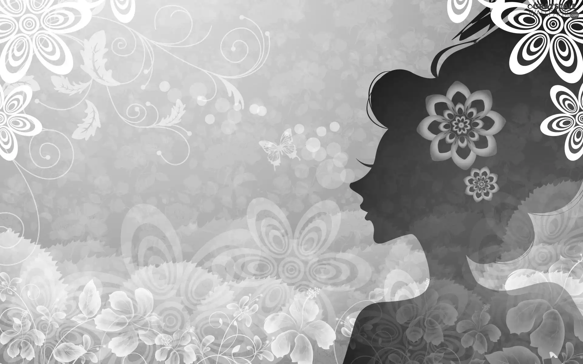 Women, White, Flowers, blue