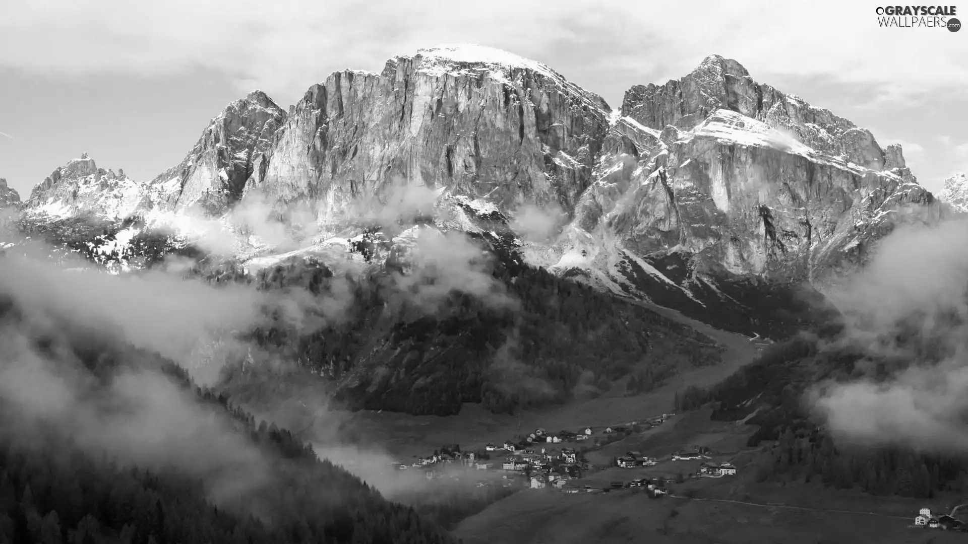 Fog, colony, Rocky, woods, Mountains