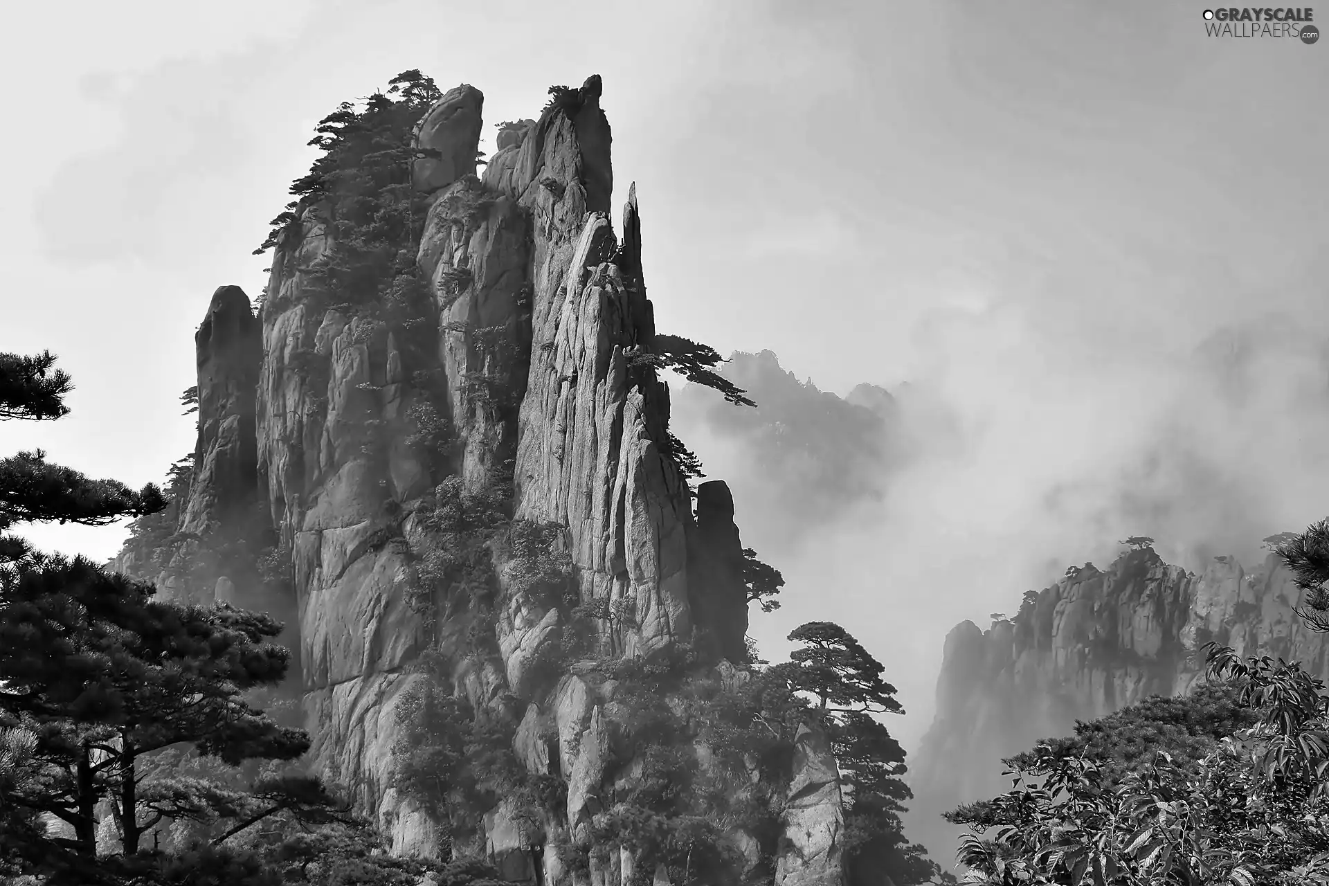 Fog, mountains, Huangshan